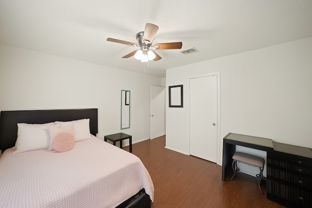 411 Pickford Dr, Katy, TX 77450 - bedroom featuring dark wood-type flooring and ceiling fan