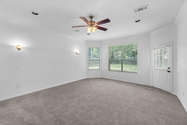 5918 Mahogany Way, Magnolia, TX 77354 - carpeted spare room featuring healthy amount of natural light, crown molding, and a ceiling fan