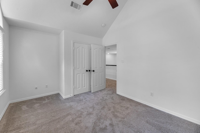 5918 Mahogany Way, Magnolia, TX 77354 - unfurnished bedroom featuring carpet floors, high vaulted ceiling, a closet, and multiple windows