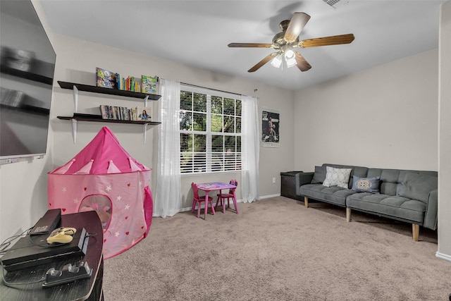 4714 Rumbling Canyon Ct, Katy, TX 77449 - recreation room featuring ceiling fan and carpet