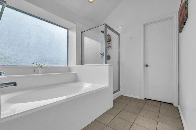 4714 Rumbling Canyon Ct, Katy, TX 77449 - full bath featuring a shower stall, a garden tub, and tile patterned flooring