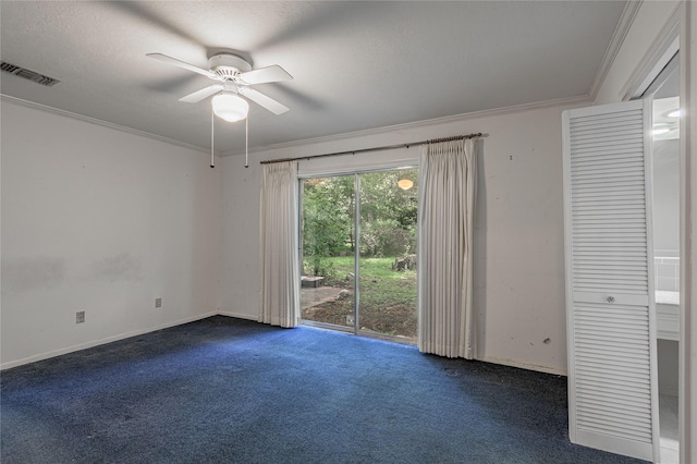 3799 Summer Ln, Huntsville, TX 77340 - unfurnished room featuring carpet, a ceiling fan, and crown molding