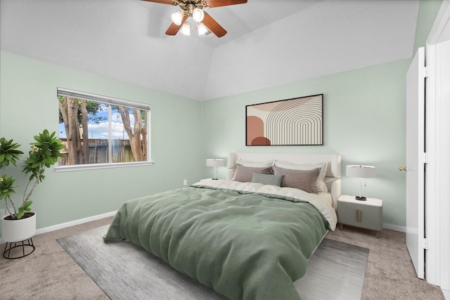 14306 Cypress Meadow Dr, Cypress, TX 77429 - carpeted bedroom with lofted ceiling and ceiling fan