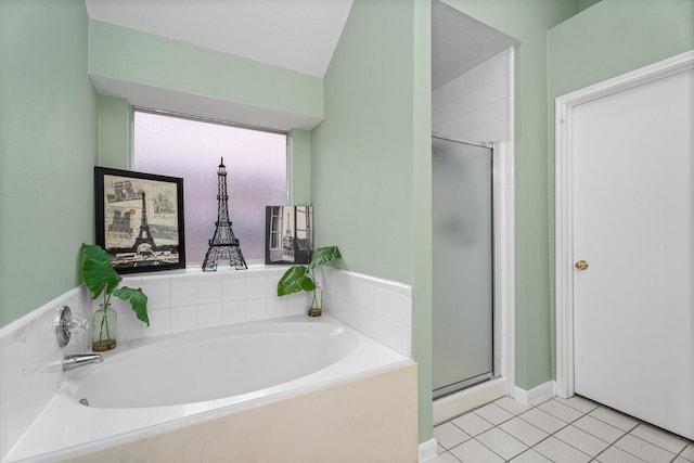 14306 Cypress Meadow Dr, Cypress, TX 77429 - full bath featuring a stall shower, a bath, and tile patterned flooring