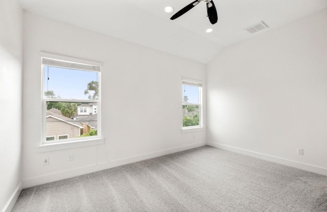 406 Yale Oaks Ln, Houston, TX 77091 - empty room with carpet floors, ceiling fan, vaulted ceiling, and recessed lighting