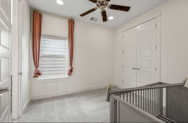 406 Yale Oaks Ln, Houston, TX 77091 - unfurnished bedroom featuring carpet floors, recessed lighting, a closet, and ceiling fan