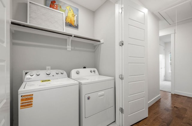 406 Yale Oaks Ln, Houston, TX 77091 - laundry room with attic access, wood finished floors, and washing machine and dryer