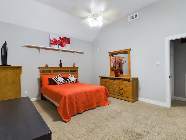 11614 Taos Ln, Houston, TX 77070 - bedroom featuring vaulted ceiling, carpet floors, and a ceiling fan