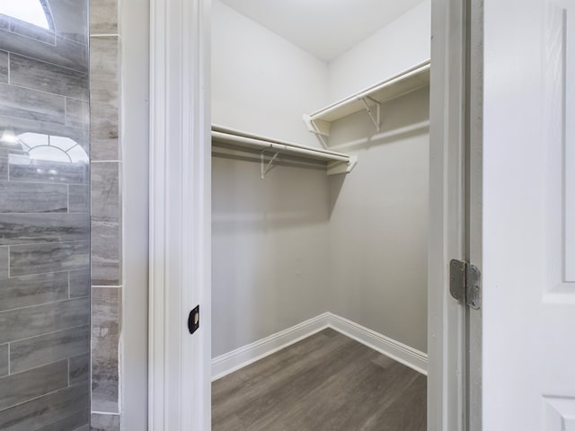11614 Taos Ln, Houston, TX 77070 - walk in closet featuring dark wood-style flooring