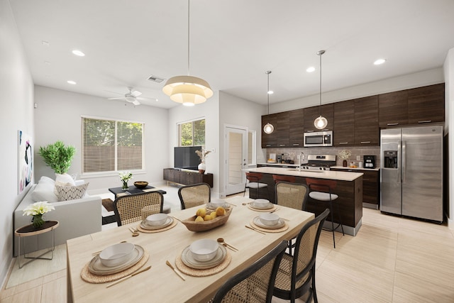 1907 Harlem St Unit A, Houston, TX 77020 - dining area featuring recessed lighting and ceiling fan