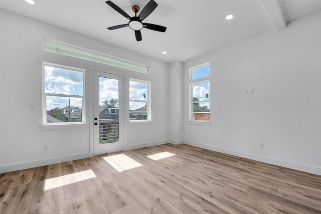 1805 Emir St Unit E, Houston, TX 77009 - spare room featuring light wood-style flooring, recessed lighting, and a ceiling fan