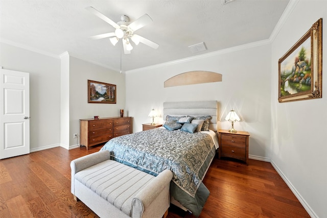 21306 Willowford Park Dr, Katy, TX 77450 - bedroom featuring wood finished floors, crown molding, and ceiling fan