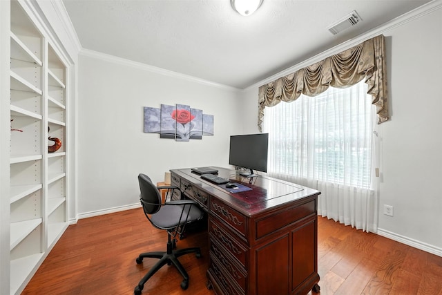 21306 Willowford Park Dr, Katy, TX 77450 - office space featuring ornamental molding and wood finished floors