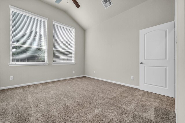 16114 Northern Cardinal Ln, Cypress, TX 77433 - carpeted spare room featuring vaulted ceiling and ceiling fan