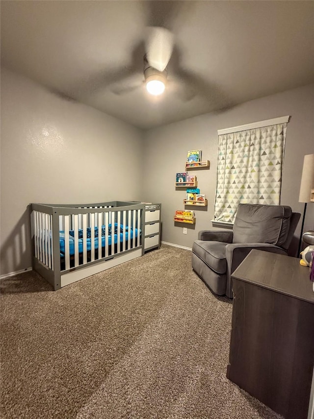 706 Zinnia Ct, Rosharon, TX 77583 - bedroom with carpet flooring, a crib, and ceiling fan