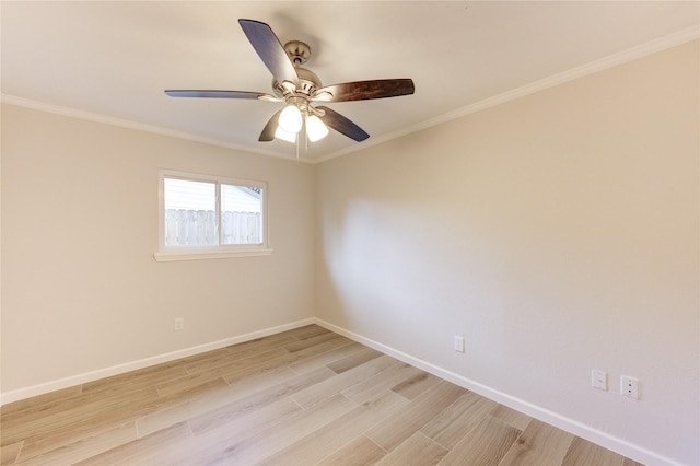 22843 Post Gate Dr, Spring, TX 77373 - empty room featuring light wood finished floors, a ceiling fan, and ornamental molding