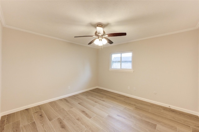 22843 Post Gate Dr, Spring, TX 77373 - empty room with ornamental molding, light wood-type flooring, and ceiling fan