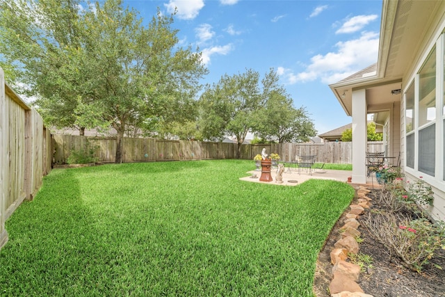 28035 Emma Gardens Ln, Spring, TX 77386 - fenced backyard with a patio