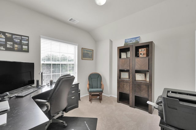 2803 Ridgecliff Ct, Conroe, TX 77301 - office with lofted ceiling and light carpet