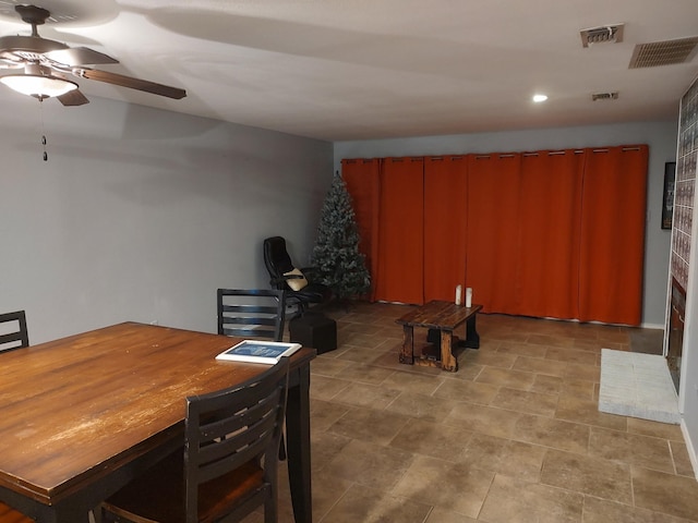 3125 Hells Gate Loop Unit 29, Strawn, TX 76475 - unfurnished dining area featuring ceiling fan and recessed lighting