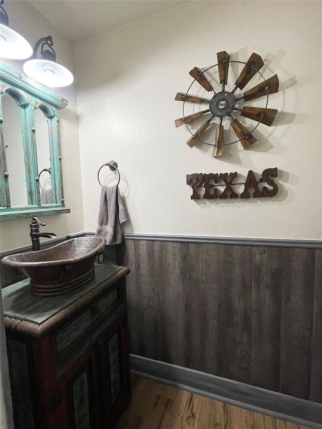6107 Kyle Bend Ln, Katy, TX 77493 - bathroom with vanity and wood finished floors