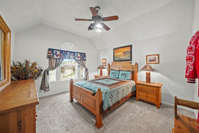 6107 Kyle Bend Ln, Katy, TX 77493 - carpeted bedroom featuring vaulted ceiling and ceiling fan