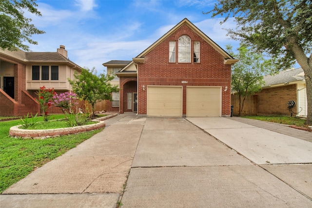 13535 San Martin Ln, Houston, TX 77083 - traditional-style home with brick siding, a garage, and concrete driveway