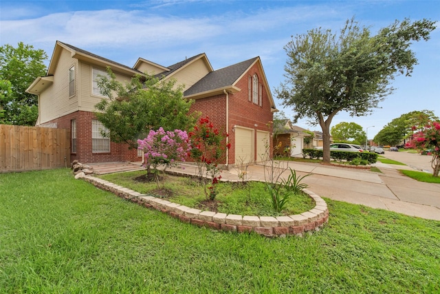 13535 San Martin Ln, Houston, TX 77083 - view of front facade with brick siding, concrete driveway, and an attached garage