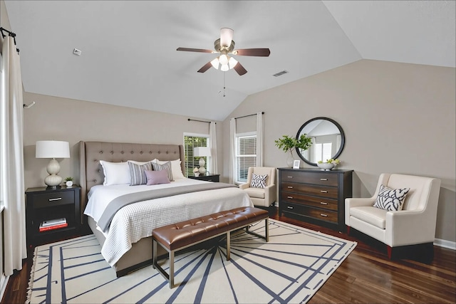 13535 San Martin Ln, Houston, TX 77083 - bedroom with lofted ceiling, wood finished floors, multiple windows, and ceiling fan