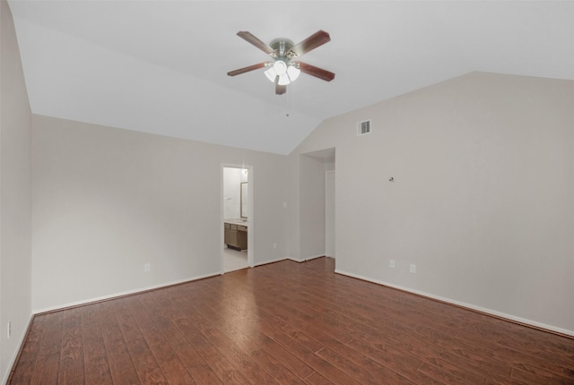 13535 San Martin Ln, Houston, TX 77083 - unfurnished room featuring lofted ceiling, ceiling fan, and wood finished floors