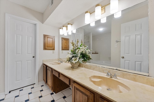 8411 Lylewood Ct, Houston, TX 77040 - full bath featuring double vanity, a bath, and tile patterned floors
