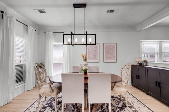 10603 Wagon Trail Rd, Houston, TX 77064 - dining room featuring plenty of natural light, a chandelier, light wood finished floors, and ornamental molding