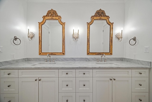 3835 Merrick St, Houston, TX 77025 - bathroom with double vanity and crown molding