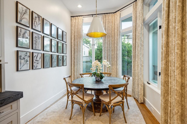 3835 Merrick St, Houston, TX 77025 - dining area featuring light wood-style flooring and recessed lighting