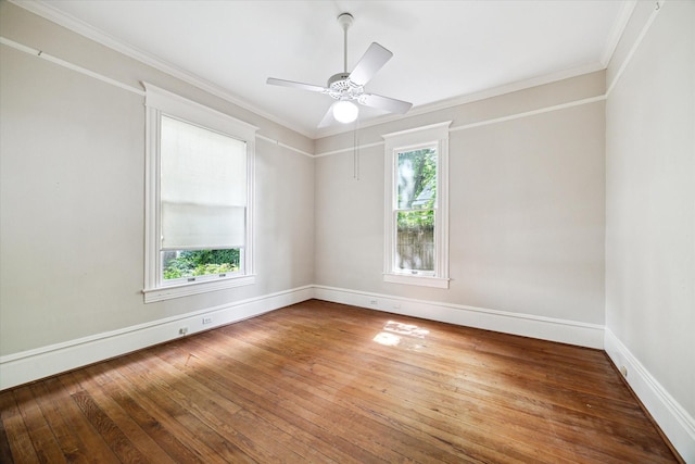 519 Bayland Ave, Houston, TX 77009 - spare room with healthy amount of natural light, wood-type flooring, crown molding, and a ceiling fan