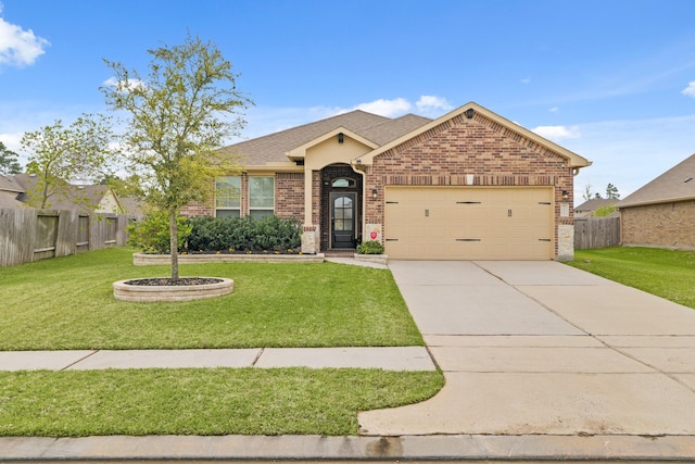 18015 Van Berkel Ln, Houston, TX 77044 - view of front of house with brick siding, a garage, concrete driveway, and roof with shingles