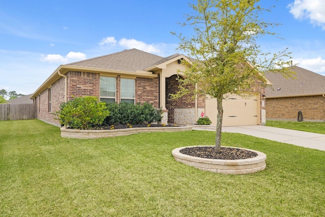 18015 Van Berkel Ln, Houston, TX 77044 - view of front of property featuring an attached garage, brick siding, concrete driveway, and roof with shingles