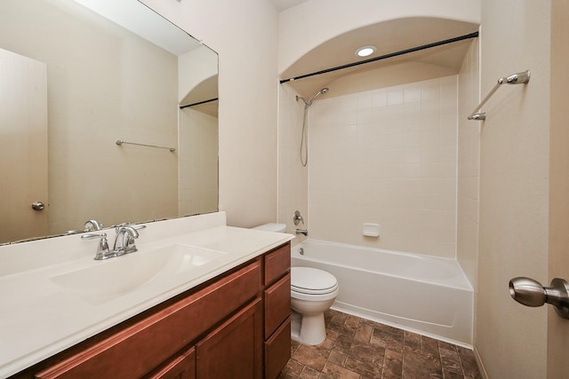 20603 Flintoff Ln, Katy, TX 77449 - bathroom with vanity, shower / bath combination, and stone finish floors