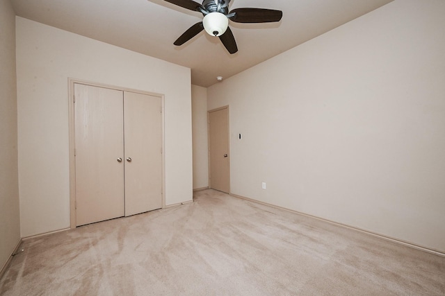20603 Flintoff Ln, Katy, TX 77449 - unfurnished bedroom featuring light carpet, a closet, and ceiling fan