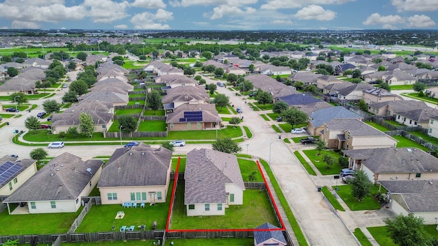 20603 Flintoff Ln, Katy, TX 77449 - aerial perspective of suburban area featuring property parcel outlined