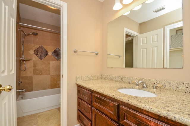 4415 Crimson Ct, Sugar Land, TX 77479 - bathroom with vanity, washtub / shower combination, and tile patterned floors
