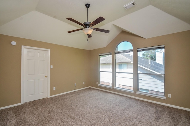 4415 Crimson Ct, Sugar Land, TX 77479 - spare room with lofted ceiling, a ceiling fan, and carpet