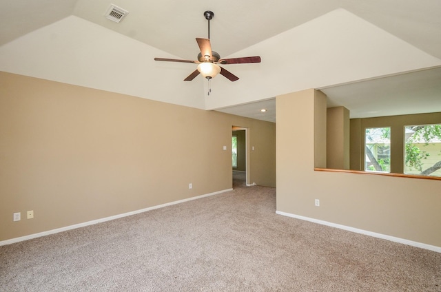 4415 Crimson Ct, Sugar Land, TX 77479 - spare room featuring lofted ceiling, carpet flooring, and ceiling fan