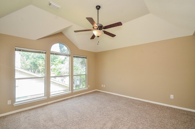 4415 Crimson Ct, Sugar Land, TX 77479 - spare room featuring lofted ceiling, carpet, and ceiling fan