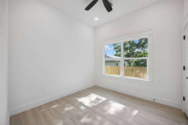 4825 Pederson St A/B, Unit A/B Houston, TX 77033 - spare room with a ceiling fan, light wood finished floors, and recessed lighting
