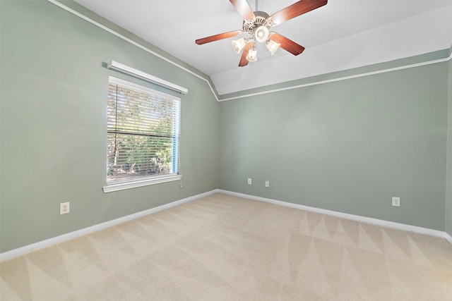 3318 Misty Alcove Ct, Kingwood, TX 77345 - unfurnished room with light carpet, ceiling fan, and lofted ceiling