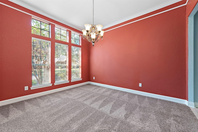 3318 Misty Alcove Ct, Kingwood, TX 77345 - carpeted spare room featuring a chandelier and ornamental molding