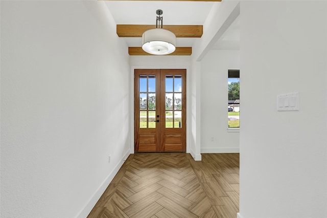 200 Rd 6615, Dayton, TX 77535 - entryway featuring plenty of natural light, french doors, and beam ceiling