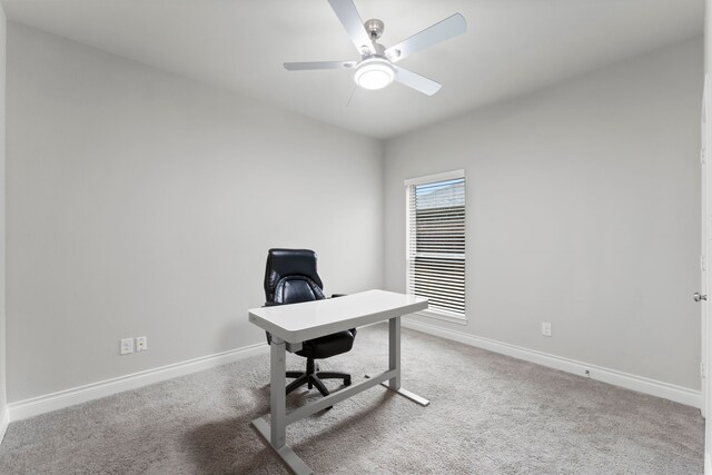 19838 Blue Roan Dr, Tomball, TX 77377 - office area featuring ceiling fan and light colored carpet