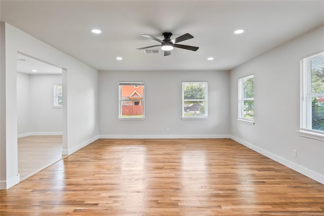 153 E Rittenhouse St, Houston, TX 77076 - spare room with light wood finished floors, ceiling fan, and recessed lighting